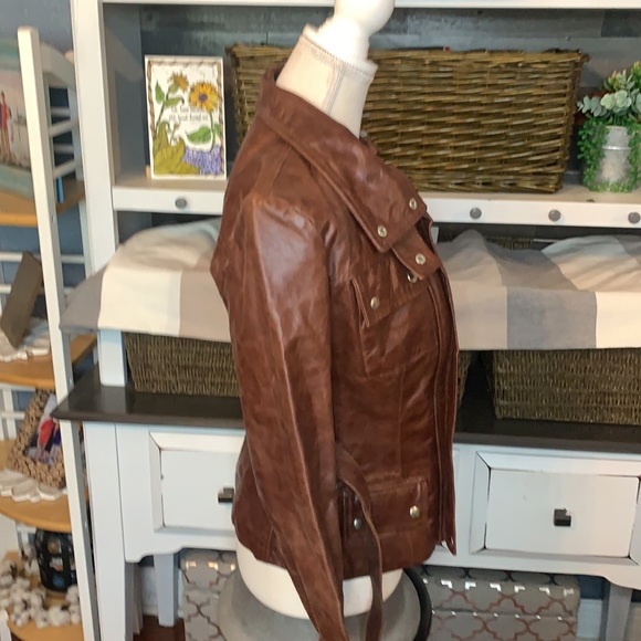 Mitici Anni 60 Fitted Brown Leather Jacket Small - Picture 4 of 15